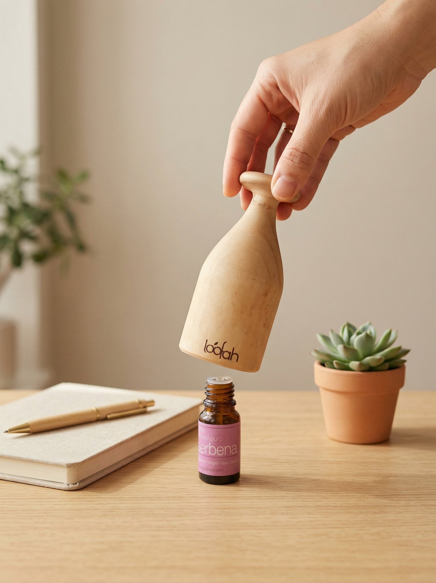 Difusor Natural de Aceites Esenciales en madera Loofah